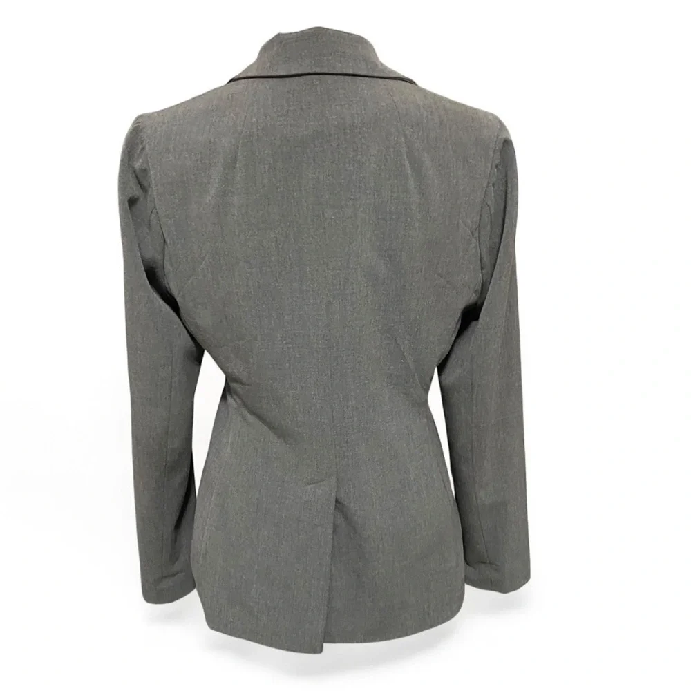 Gray Single Button Fitted Blazer Jacket Split Tail - Picture 5 of 17